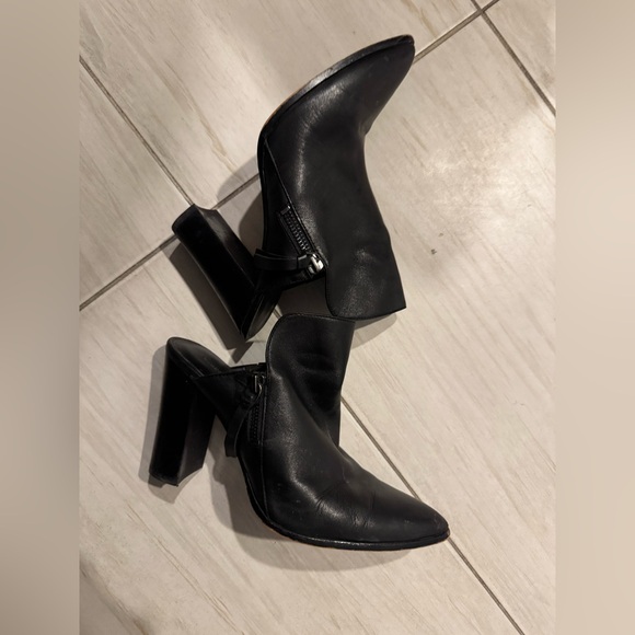 REBECCA MINKOFF Aidan Leather Point-toe Block-heel Mules In Black - Picture 2 of 8